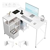 WOLTU Eckschreibtisch Weiß mit USB-A/C Steckdosen - 120x80x75cm...