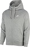 Nike Herren Hoodie NSW Club Fz Bb, Dk Grey Heather/Matte Silver/W, XL,...