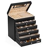 Yorbay Schmuckkoffer Seelux Serie Schmuckkasten mit Spiegel, 5 Schubladen...