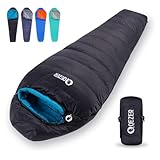 QEZER Daunenschlafsack Winter Schlafsack Outdoor 5°C bis -23°C Daunen...