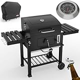 ONBEST Holzkohlegrill mit Grillrost aus Gusseisen – PLUS Abdeckung - XXL...