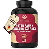 Roter Panax Ginseng | 600 mg (20% Ginsenoside) - 180 Ginseng Kapseln -...