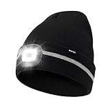Wmcaps Mütze mit LED Licht, Wintermütze mit 4 LED Lampe, Wiederaufladbare...