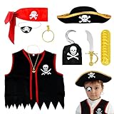 Cheloveer 18 PCS Piratenkostüm Kinder, Piratenkostüm Kinder Jungen,...