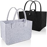 PUWOWYE 2 Stück Filztaschen Shopper, Filztasche Groß 20L, Faltbar...