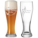LUXENTU Weizenbierglas 0,5 Liter mit Gravur, Weißbierglas für Hefe- &...