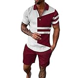 Hehiy Herren Trainingsanzug Sommer Sportanzug 2 Teiliges Business Polo Hemd...