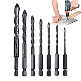 Betonbohrer Set | 7-teiliges Bohrerset Für Fliesen und Glas,Präzise...