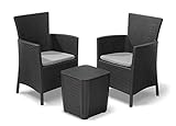 Allibert Balkonmöbelset, Rattan, Iowa Balcony, Grau, 3-teilige Set...