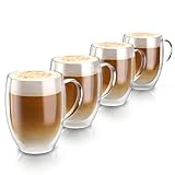 Arendo - doppelwandige Trinkgläser 350ml mit Henkel - Latte Macchiato...