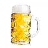 Van Well Maßkrug 1 Liter geeicht | großer Bierkrug mit Henkel | Bierglas...