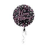 Folienballon Sparkle Pink Happy-Birthday/Herzlichen Glückwunsch, ca. 45 cm