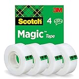 Scotch Magic Tape - 4 Rollen, 19 mm × 33 m - Unsichtbares Klebeband für...