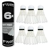 Talbot Torro HIT 750 Naturfederball – 6er Dose – echte weiße Federn,...