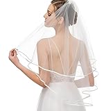 LFWZRY Brautschleier Weiß, Schleier kurz Bridal Tüll mit Kamm, Softtüll...