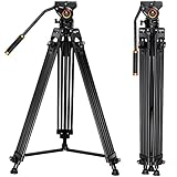 Kamera Stativ,K&F Concept Videostativ Video Tripod mit 360° Fluidkopf,...