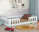 CADANI Monte 2in1 Bodenbett 90x200 cm Montessori Kinderbett Rausfallschutz...