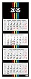 4-Monatskalender Wandkalender 2025 Black+Stripes 4-30 x 90 cm, dekoratives...