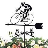 Wetterfahne, Fahrradfahrer-Dachdekoration, Metall-Windrichtungsanzeige,...