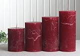 Rustik-Stumpenkerzen-Adventsset, mittel 6 cm Ø rubinrot-bordeaux,...