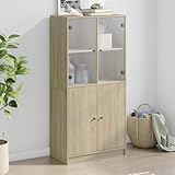 Homgoday Highboard mit Türen Aufbewahrungsschrank Vitrinenschrank...