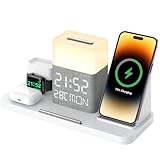 Induktive ladestation,6 in 1 Wireless Charger mit Uhr,ladestation mehrere...