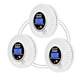 Scondaor Vernetzbarer kombinierter Rauch- und CO-Melder mit LCD Anzeige, 2...