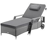Casaria® Sonnenliege mit Rollen Extra Breit 90cm 7cm Auflage Gartenliege...