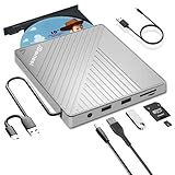 Externes CD DVD Laufwerk USB 3.0 Typ-C, Extern mit SD/TF-Kartenleser...