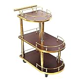 XDLEDMKIZ Servierwagen mit 3 Ablagen, Weinwagen und Rollstange | Küchen-...