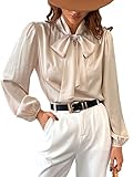 CUPSHE Damen Bluse in Satinoptik Schleife Langarm Schluppenshirt Hemd...