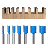 7 Stück Fräser für Oberfräse 8mm Schaft, Bündigfräser Fräser Set,...