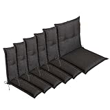 LILENO HOME Gartenstuhl Auflagen [6er Set - Niedriglehner] in Anthrazit -...