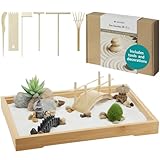 Navaris Mini Zen Garten Kit - Miniatur Sand Garten mit Zubehör - Deko...