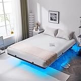 Bonnlo Bettgestell 140x200 cm mit Lattenrost, Bett 140x200 cm mit LED...