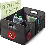 Praknu Kofferraum Organizer Faltbar XL – 3 Flexible Fächer mit 5 Taschen...