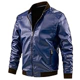Herren-Lederjacke mit Kragen, Bomberjacken aus Kunstleder, für Herbst und...