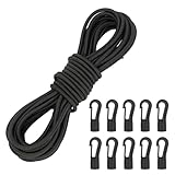 Gummiseil 6mm 10m Schwarz Expanderseil mit 10 Kunststoffhaken, Gummischnur...