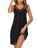 Ekouaer Damen Nachthemd Ärmellos Chemise Nachtwäsche Sexy Lose Full Slips...