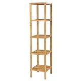 SONGMICS Badregal 5 Ebenen, schmales Regal stehend, Bambusregal,...
