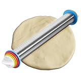 Robin Goods® Edelstahl Teigrolle mit 4 Abstandshalter - Nudelholz mit...