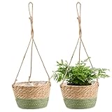 Blumentopf Hängende Seagrass Pflanzenkorb - 2er Set - Boho Blumenampel...