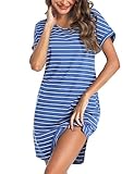 Litherday Nachthemd Damen Kurz Nachtwäsche Streifen Nachtkleid Sleepwear...