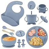 TTSTOIEE Kindergeschirr aus Silikon, Kinderplatte Zbaby mit Saugnapf zhe 8...