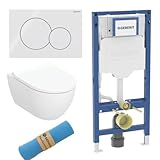 BADfabrik24 Duofix 112 cm + Acanto Wand-WC TurboFlush + WC-Sitz + Sigma...