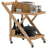 HOMCOM Küchenwagen Servierwagen mit Weinregal, Arbeitsplatte, 2 Ebenen,...