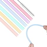 6 Stück Silikon Strohhalme Wiederverwendbares Silicone Straws Farbiges...