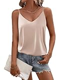 Ekouaer Satin Top Damen Spaghetti Tops V-Ausschnitt Tank Top Silk Cami...