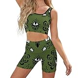 Donnapink Halloween Haunted House Scary Eyes on Green Damen Gewinde Hohe...