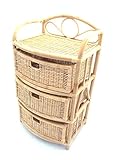 Rattanregal, Schubladenregal aus Rattan mit 3 Laden